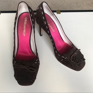 DSQUARED Brown Suede Fringe Vero Couio Pumps 36/6